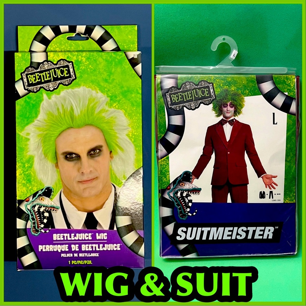 Beetlejuice Suit And Wig NEW